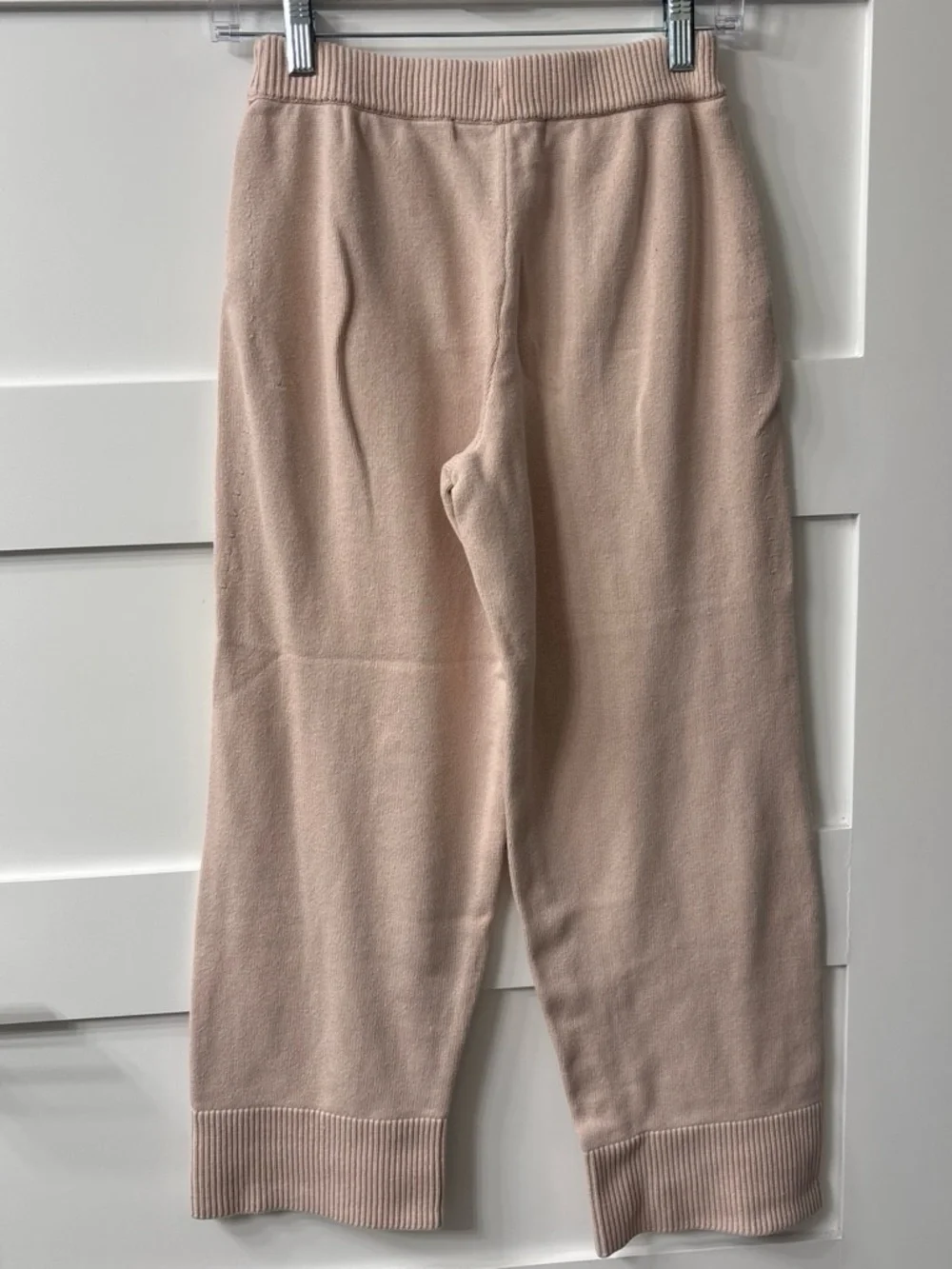 Free People 100% Cotton Wide-Leg Knit Pants in Blush